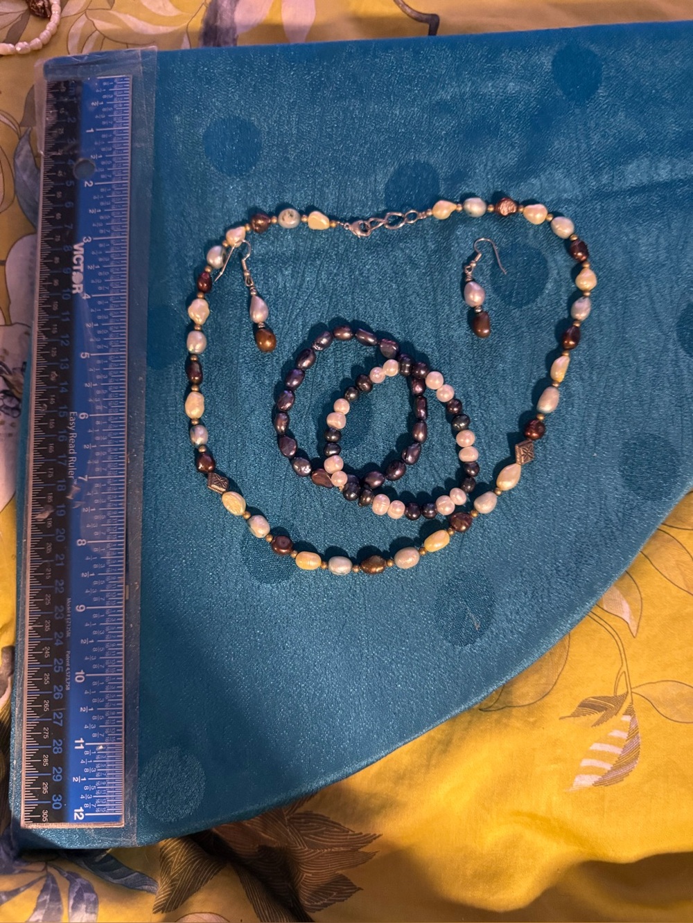 Multicolor Freshwater Pearl Necklace, Bracelet & Earring Set